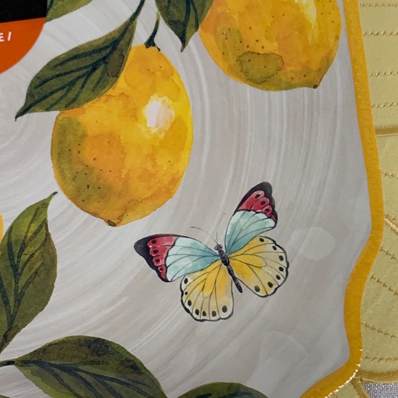 Il Mulino Lemons Melamine Square Dinner Plates - Set of 4 - Picture 4 of 7